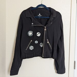 Disney Nightmare Before Christmas Moto Black Jacket Women's Size XL Sweater